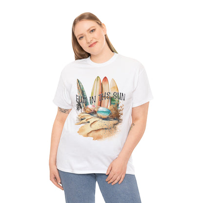 Fun in the Sun Unisex Heavy Cotton Tee, vacation, beach day, weekend getaway