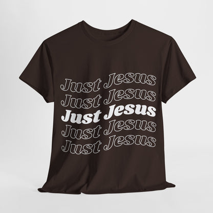 Just Jesus Unisex Heavy Cotton Tee; Christian gift, Witnessing, Faith gift