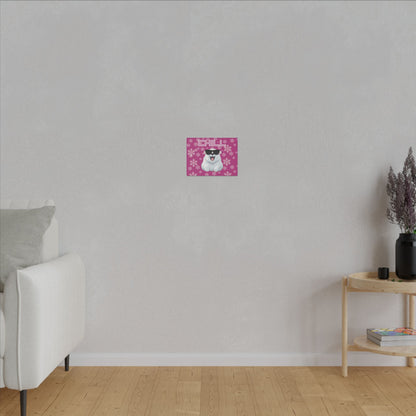 Chill, Polar Bear, Matte Canvas, Stretched 0.75", wall art, snowflakes - pink