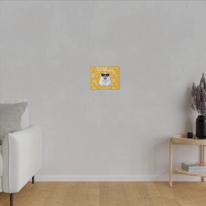 Chill, Polar Bear, Matte Canvas, Stretched 0.75", wall art, snowflakes - yellow