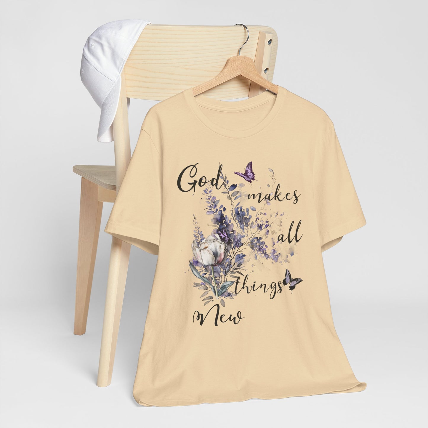 God Makes All Things New Flowers + Butterflies , Bella + Canvas, T-shirt, spring