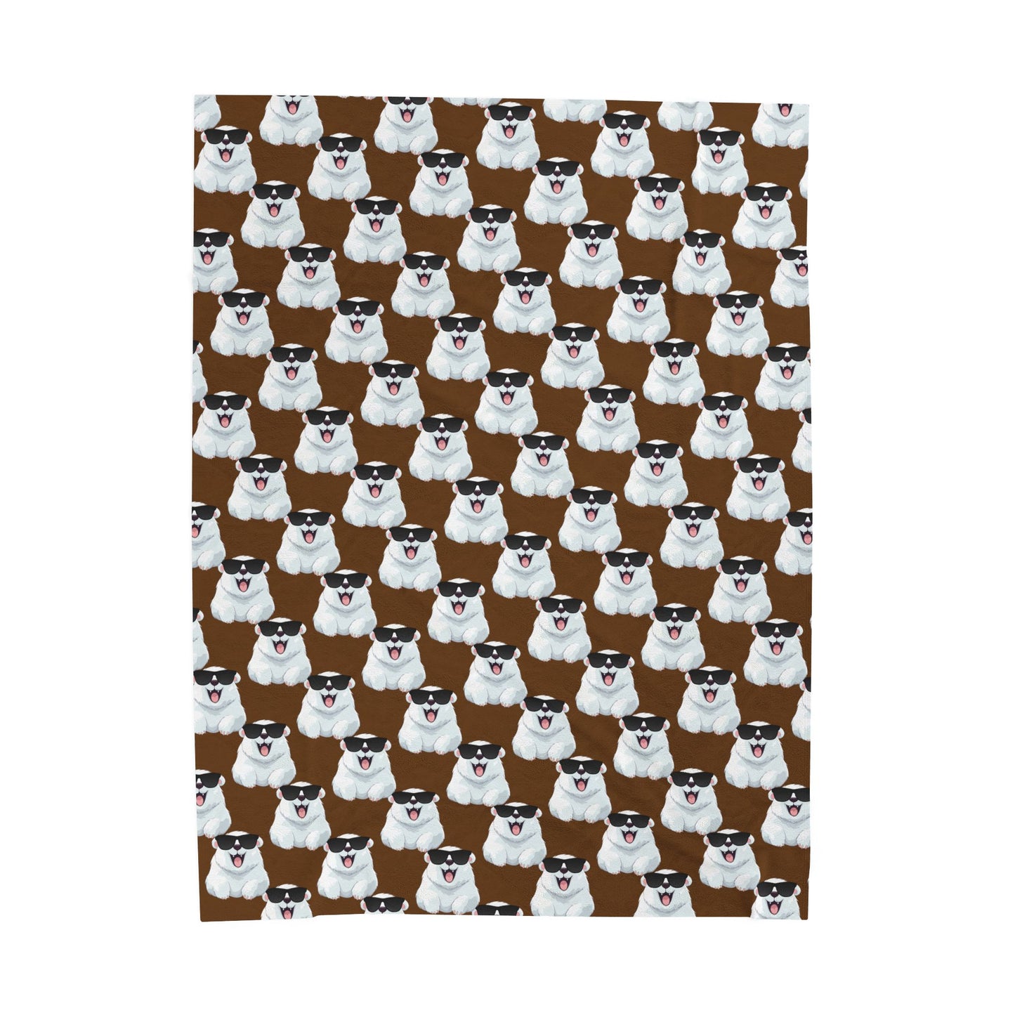 Polar Bear Velveteen Plush Blanket - Brown