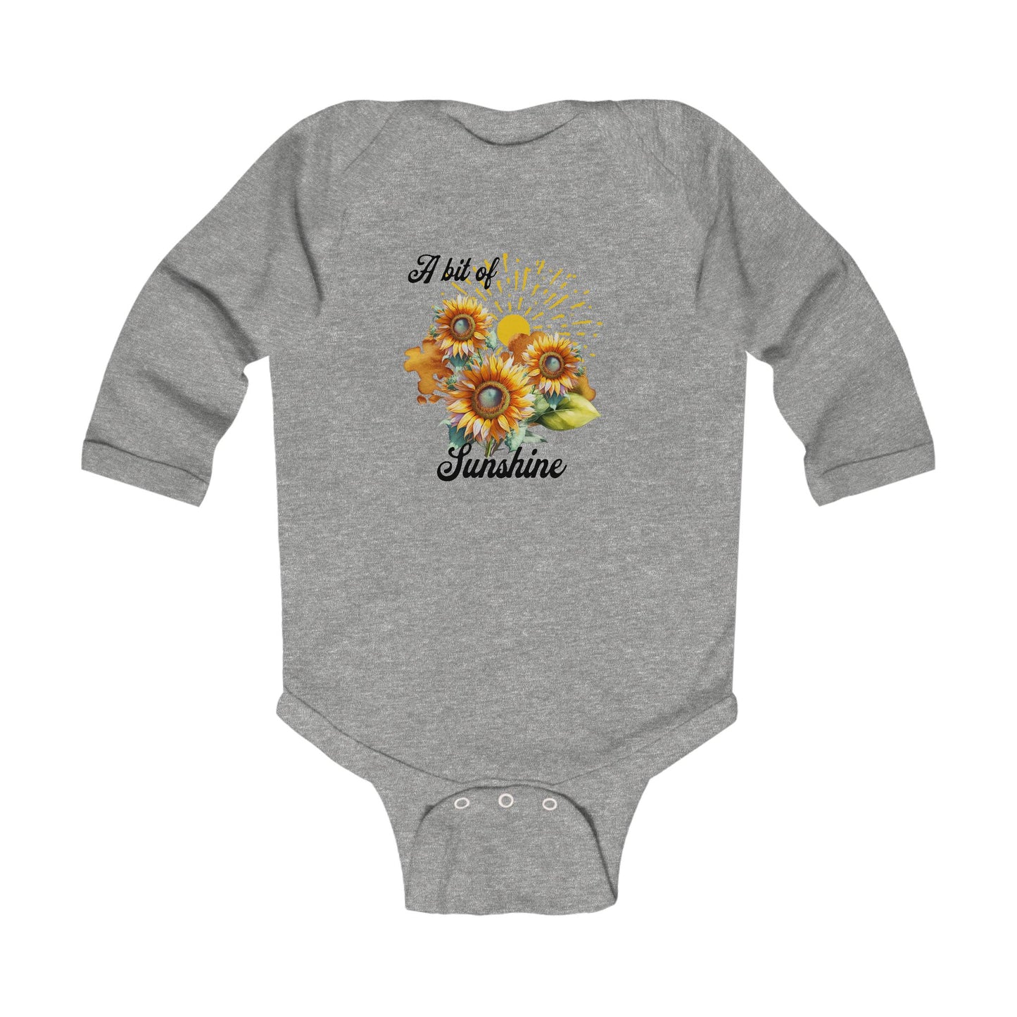 A Little Bit of Sunshine Infant Long Sleeve Bodysuit, sunflower, Christmas,
