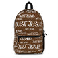 Just Jesus Backpack (brown), gift, sleepover, camping, day trips, school