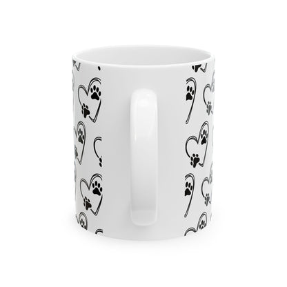 Paw Prints Ceramic Mug, (11oz, 15oz), pet lovers