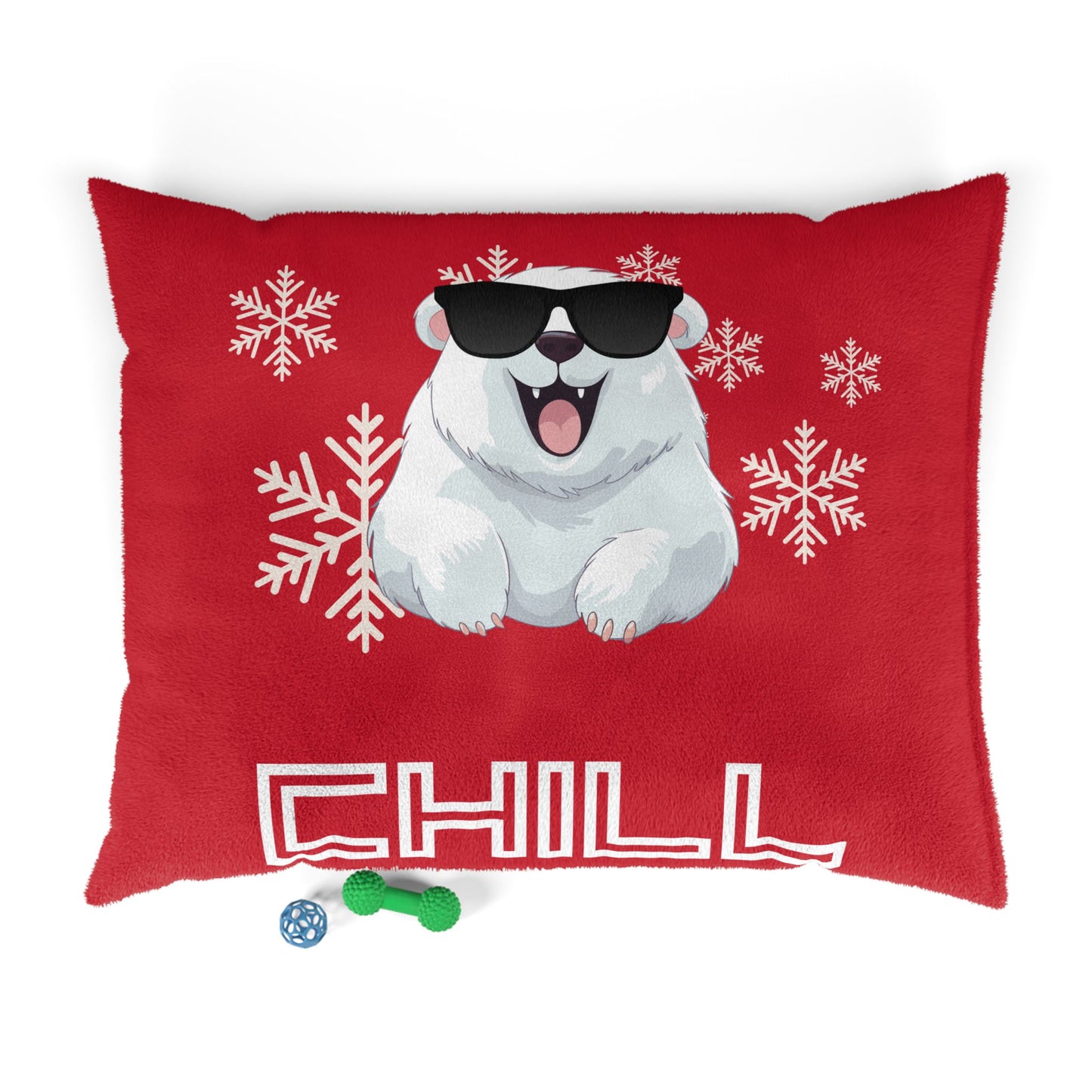 Chill with Polar Bear Pet Bed, Dark Red