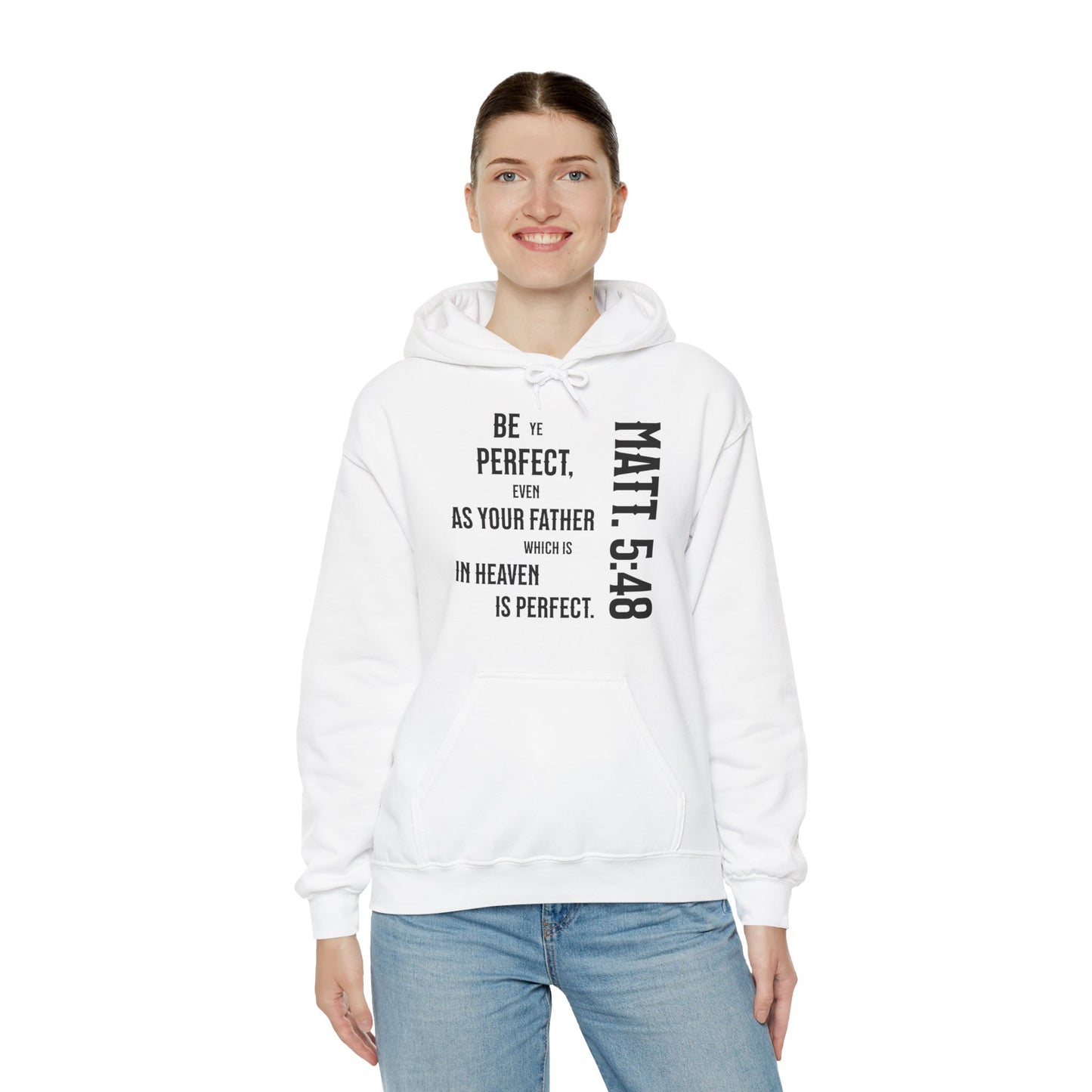Be Perfect - Matthew 5:48 Unisex Heavy Blend™ Hooded Sweatshirt