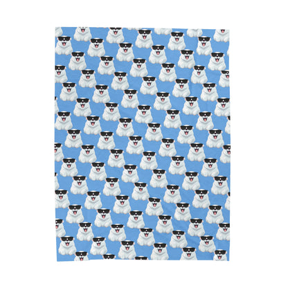 Polar Bear Velveteen Plush Blanket - Light blue