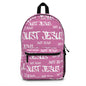 Just Jesus Backpack (light pink), gift, sleepover, camping, day trips, school