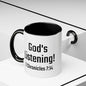 Read & Pray Black Accent Mug w/microphone, Gift for him/her, 2 Chronicles 7:14