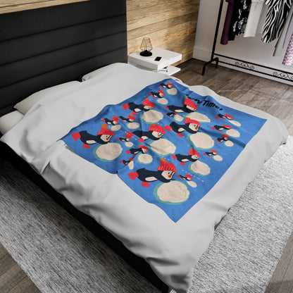 Snow Time Velveteen Plush Blanket - Light blue