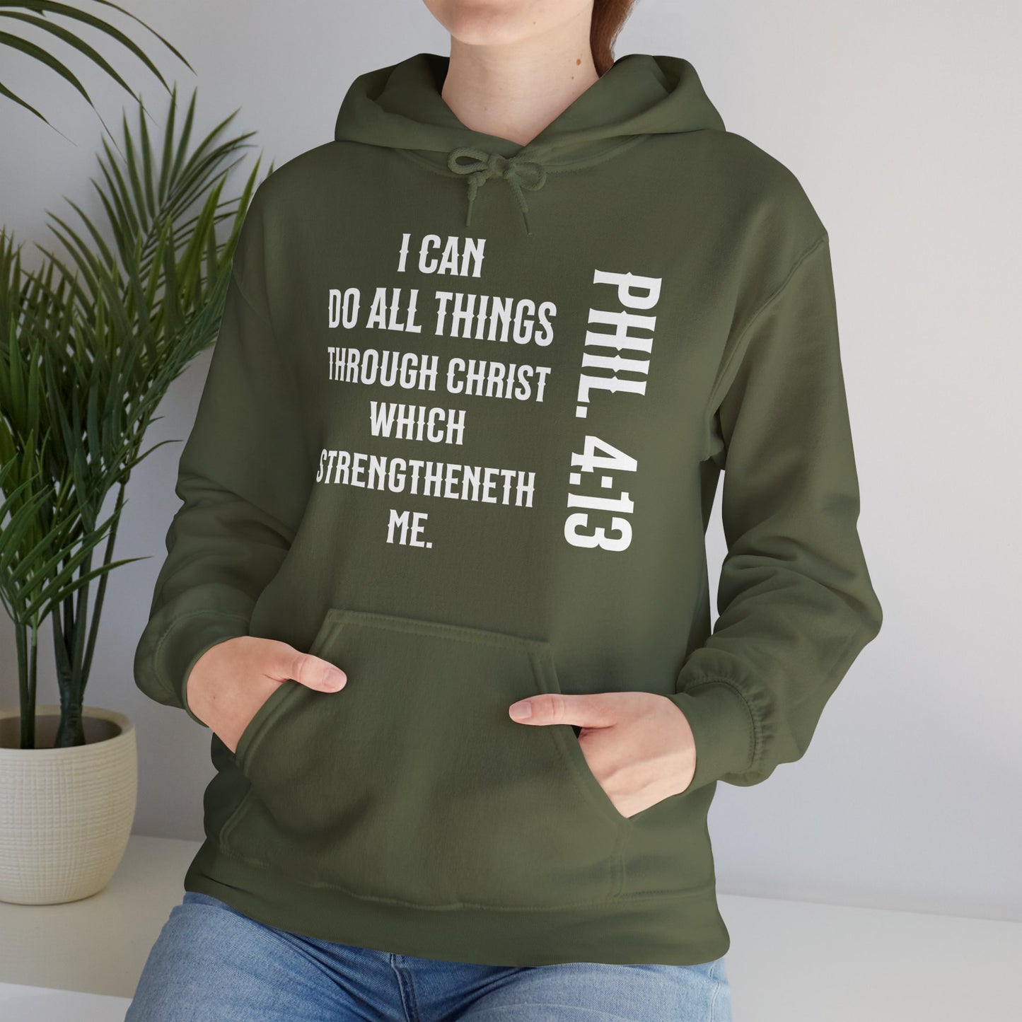 All Things Through Christ Philippians 4:13 Unisex Heavy Blend™ Hooded Sweatshirt