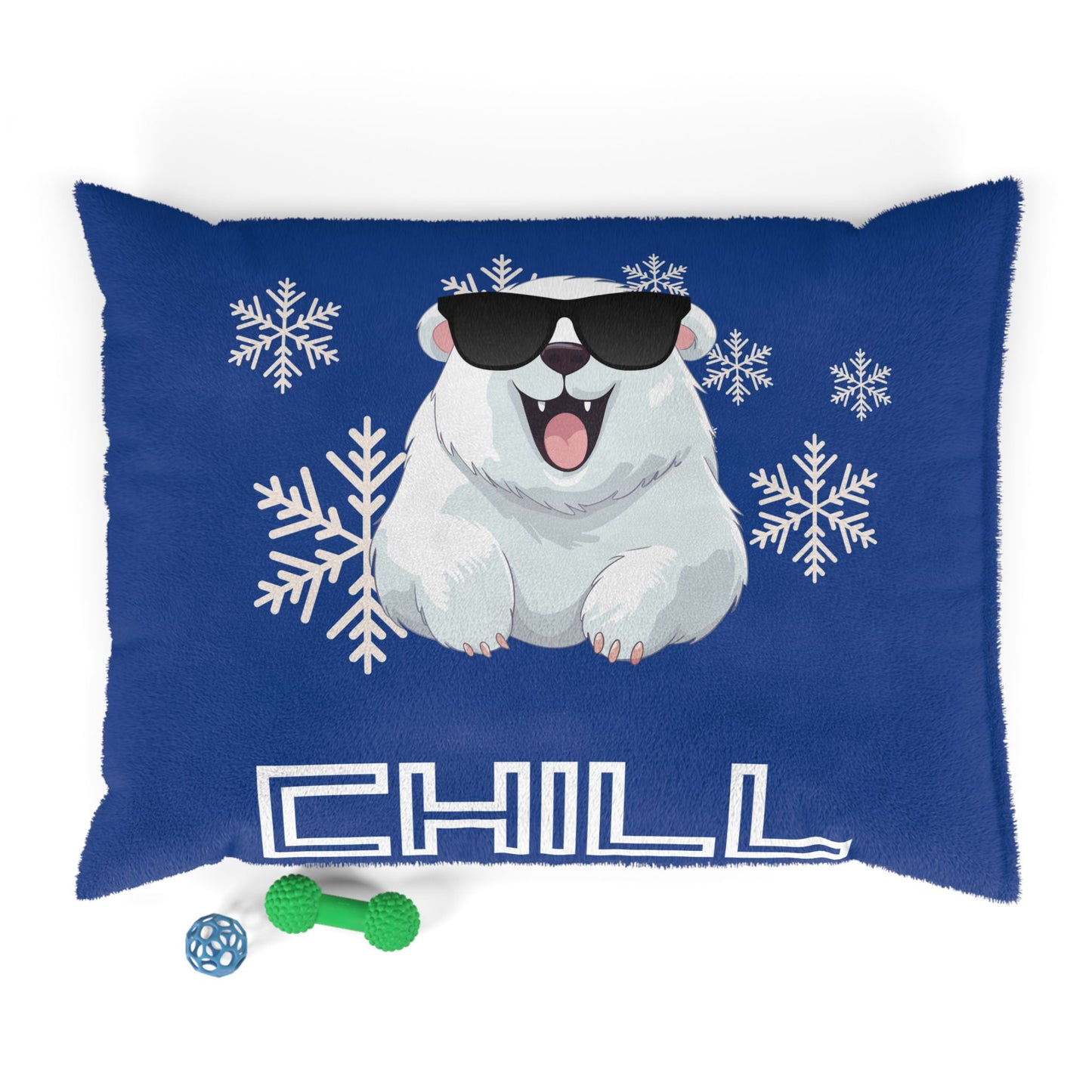 Chill with Polar Bear Pet Bed, Dark Blue