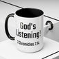 Read & Pray Black Accent Mug w/microphone, Gift for him/her, 2 Chronicles 7:14