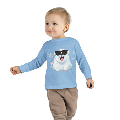 Cool Polar Bear Toddler Boy Long Sleeve Tee, Christmas, birthday