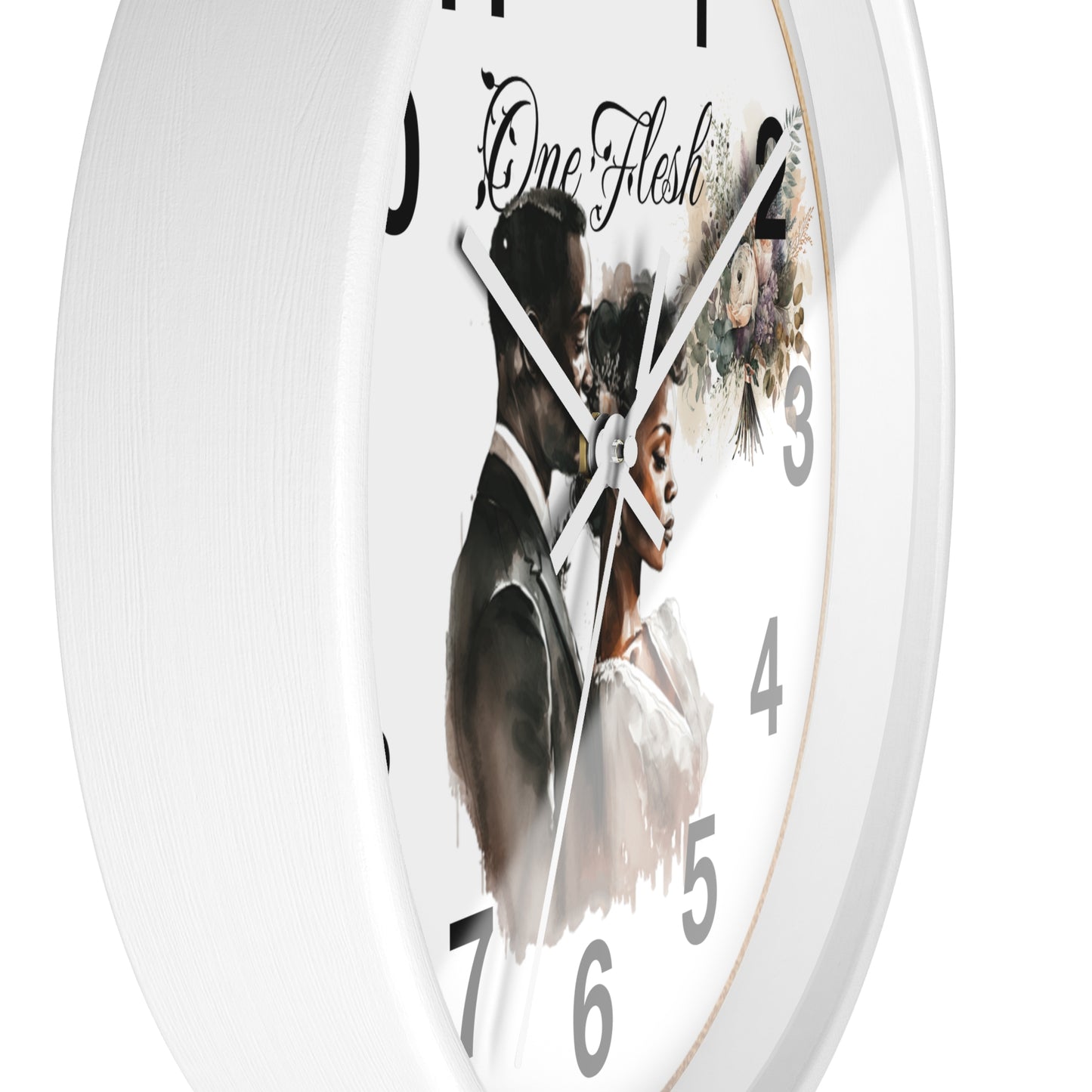 One Flesh Wall Clock, Christian, housewarming, afroamerican, new couple, wedding