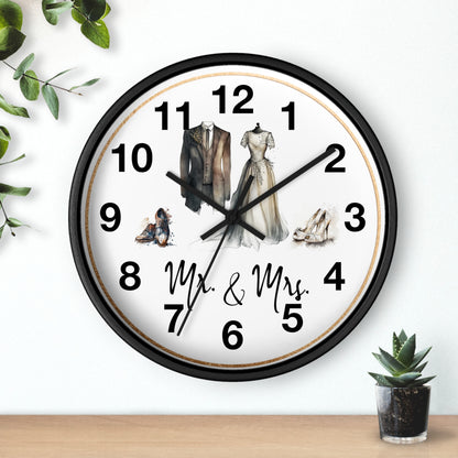 Mr & Mrs Wall Clock, vintage design, new couple, anniversary, housewarming gift