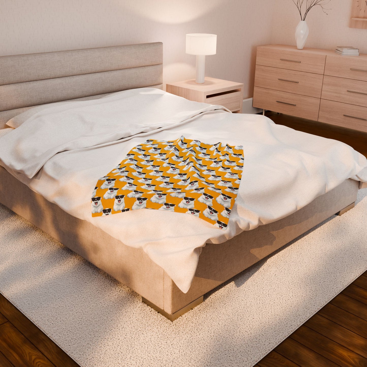 Polar Bear Velveteen Plush Blanket - Yellow
