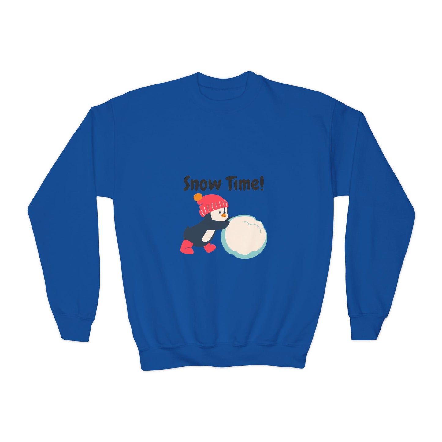 Snow Time Youth Crewneck Sweatshirt, penquin, Christmas