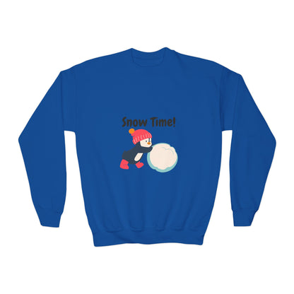 Snow Time Youth Crewneck Sweatshirt, penquin, Christmas
