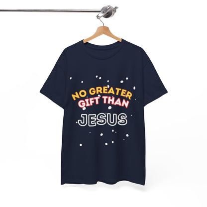 No Greater Gift Than Jesus (Snowfall Multi-Color) Unisex Heavy Cotton Tee