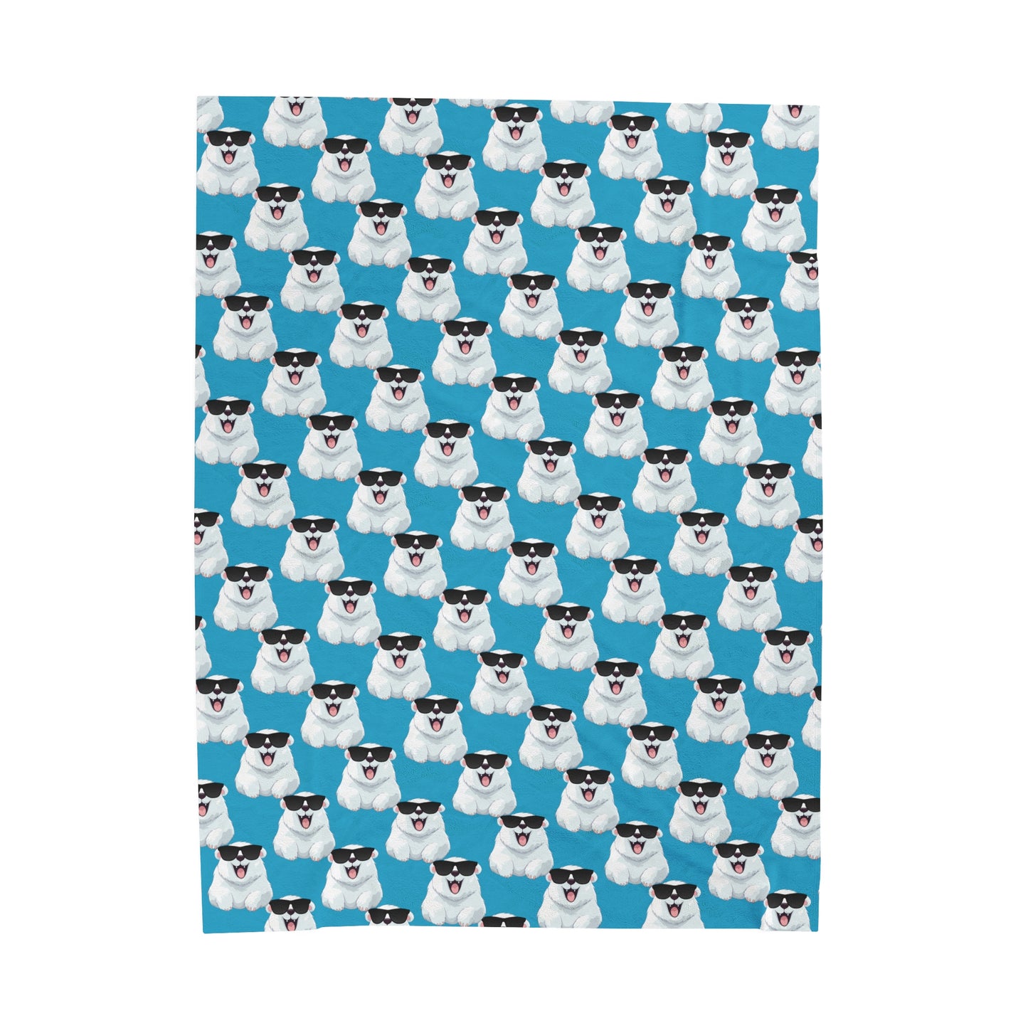 Polar Bear Velveteen Plush Blanket - Turquoise
