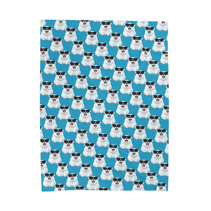 Polar Bear Velveteen Plush Blanket - Turquoise