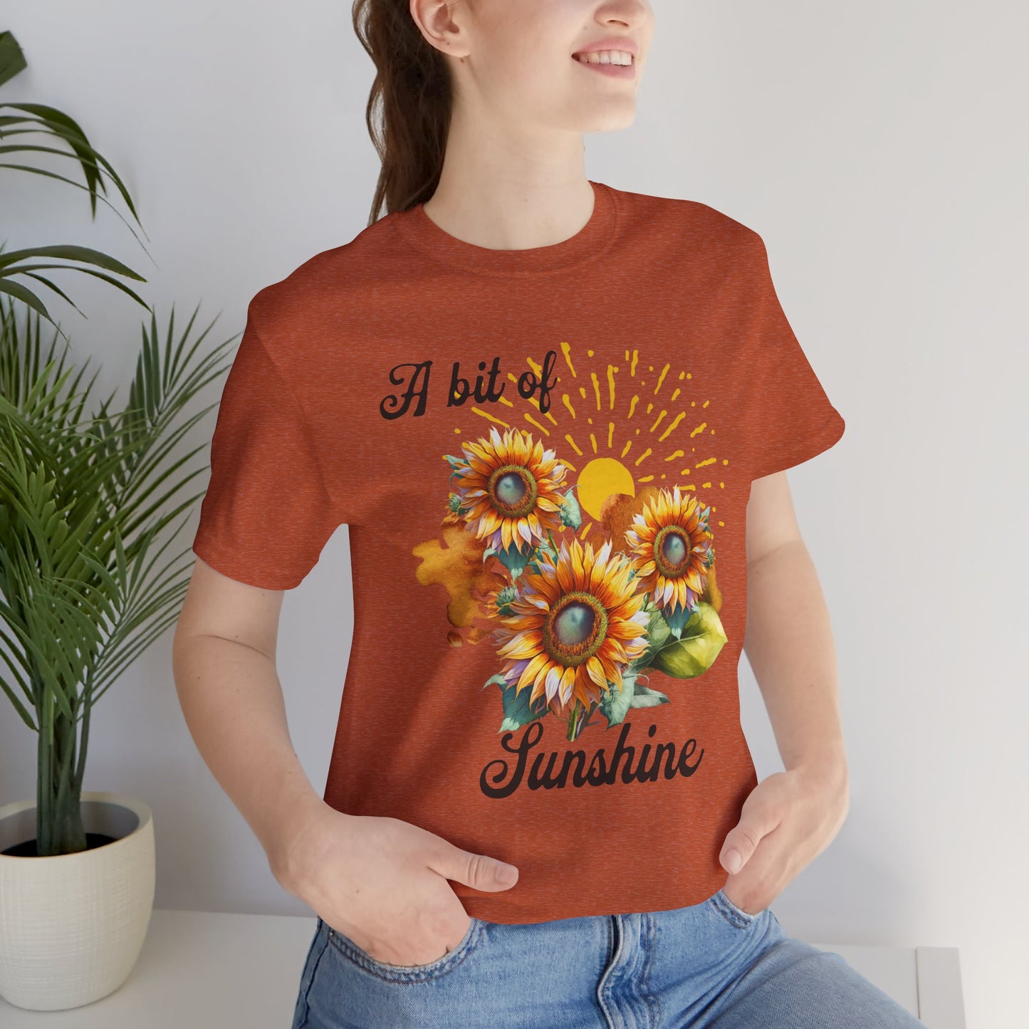A Bit Of Sunshine Sunflower T-shirt, Bella + Canvas, spring, summer