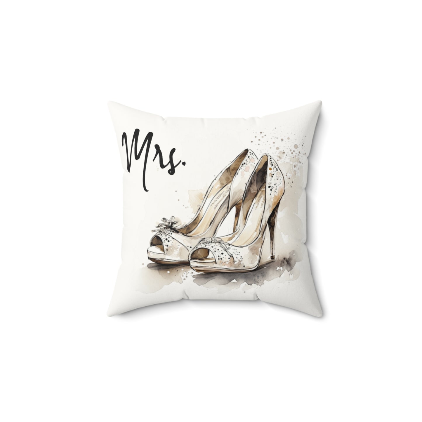 Mrs.' Faux Suede Pillow- vintage design, Wedding, Anniversary, ('Her' on back)