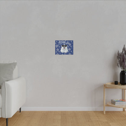 Chill, Polar Bear, Matte Canvas, Stretched 0.75", wall art, snowflakes - blue