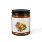 Sunflower design, Scented Soy Candle (Multi-Size, Amber Jar)