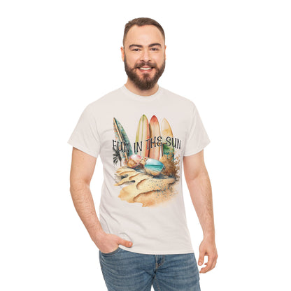 Fun in the Sun Unisex Heavy Cotton Tee, vacation, beach day, weekend getaway