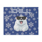 Chill, Polar Bear, Matte Canvas, Stretched 0.75", wall art, snowflakes - blue