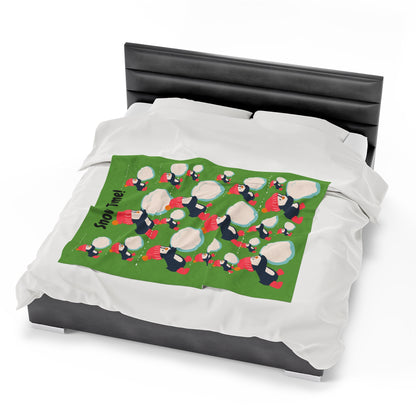 Snow Time Velveteen Plush Blanket - Green