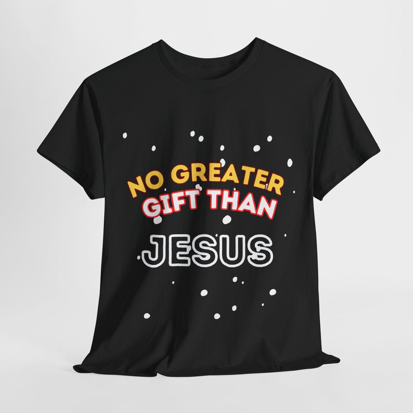 No Greater Gift Than Jesus (Snowfall Multi-Color) Unisex Heavy Cotton Tee