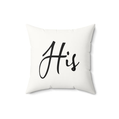 Mr.' Faux Suede Pillow- vintage design, Wedding, Anniversary, ('His' on back)