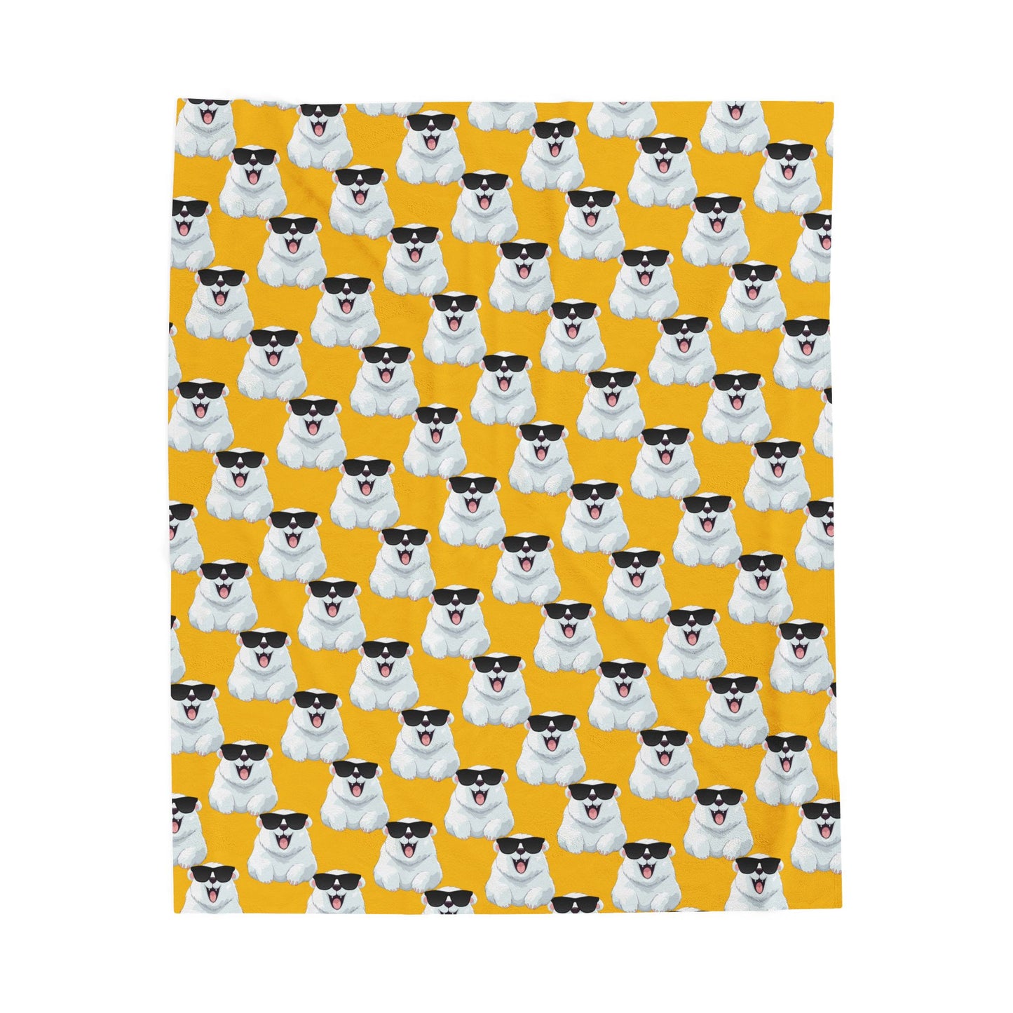 Polar Bear Velveteen Plush Blanket - Yellow