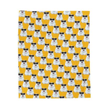 Polar Bear Velveteen Plush Blanket - Yellow