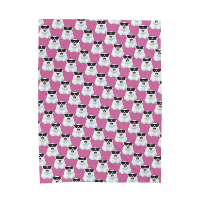 Polar Bear Velveteen Plush Blanket - Light Pink