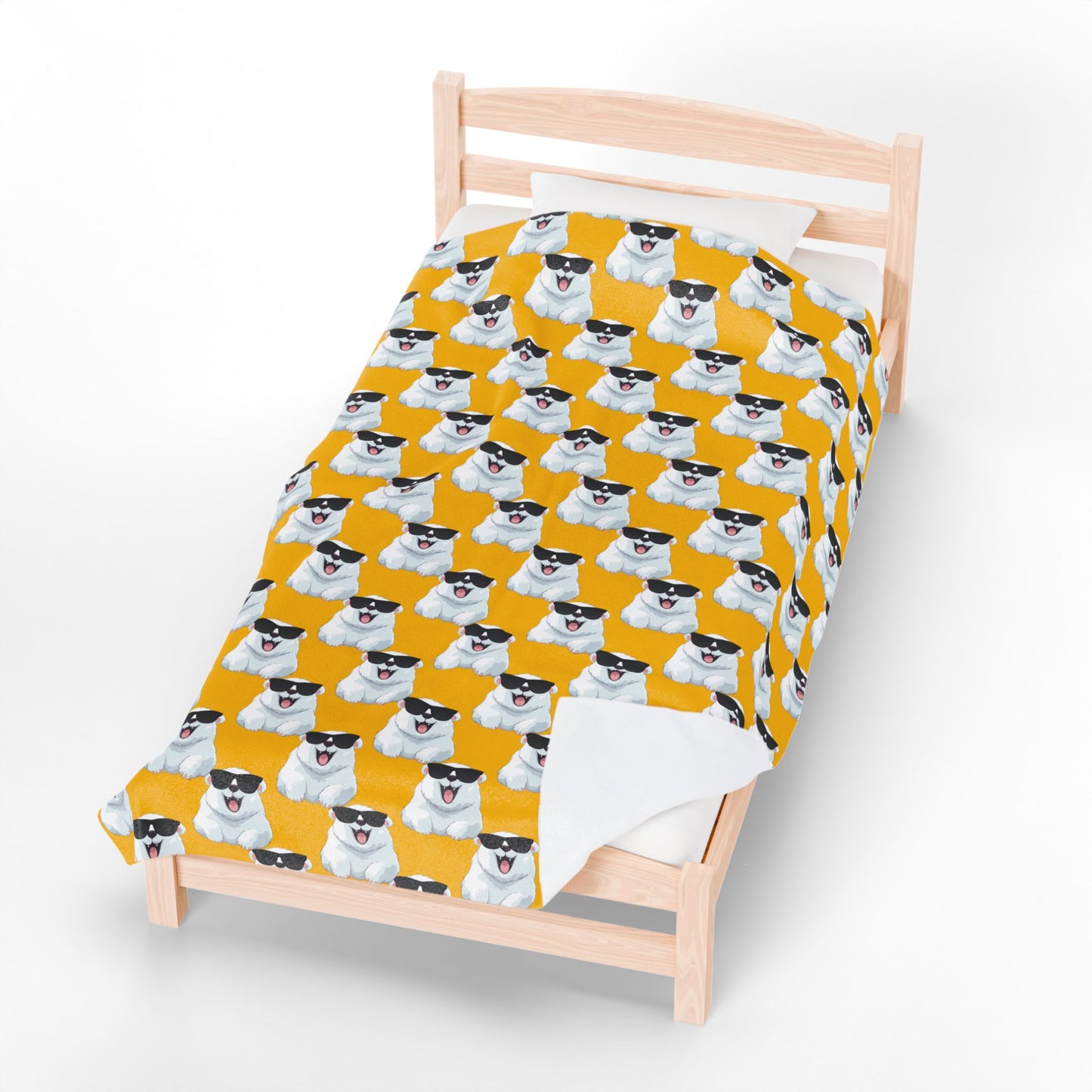 Polar Bear Velveteen Plush Blanket - Yellow