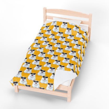 Polar Bear Velveteen Plush Blanket - Yellow