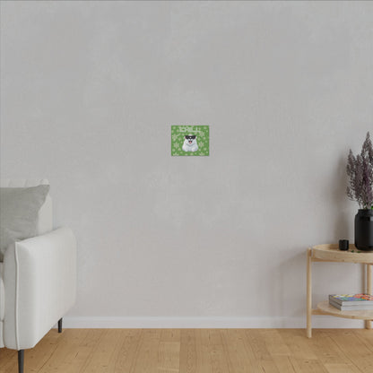 Chill, Polar Bear, Matte Canvas, Stretched 0.75", wall art, snowflakes - green