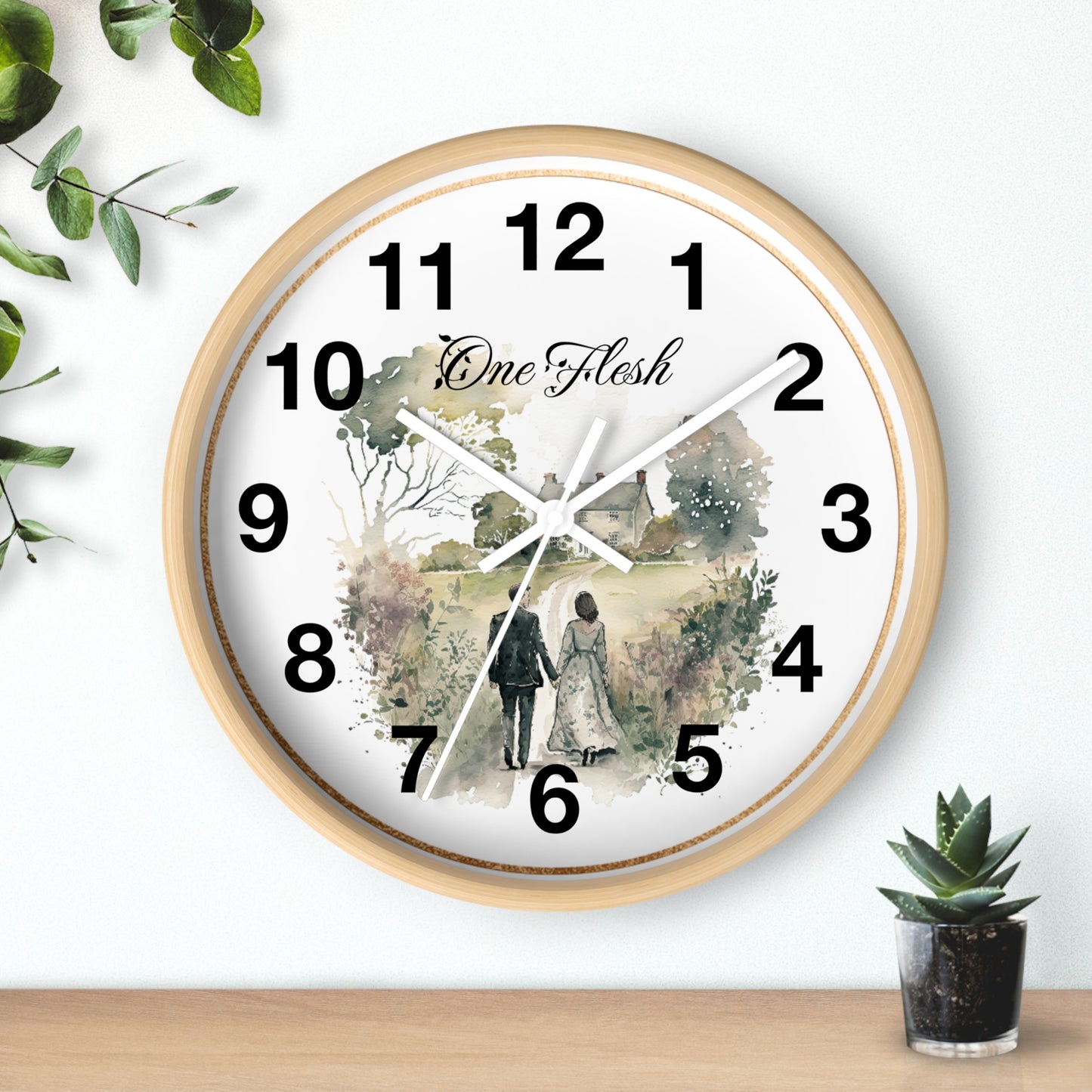 One Flesh Wall Clock, Christian, housewarming, new couple, vintage, wedding,