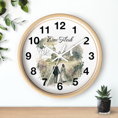 One Flesh Wall Clock, Christian, housewarming, new couple, vintage, wedding,