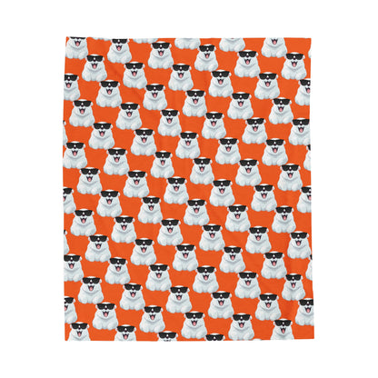 Polar Bear Velveteen Plush Blanket - Orange