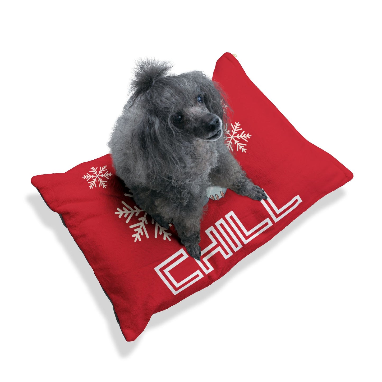 Chill with Polar Bear Pet Bed, Dark Red