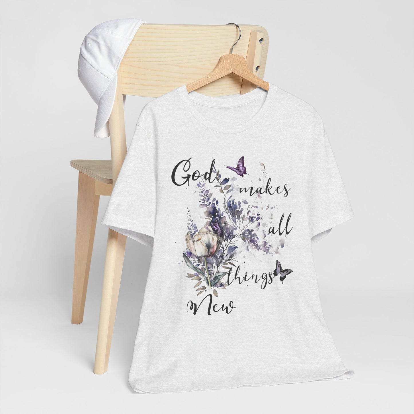 God Makes All Things New Flowers + Butterflies , Bella + Canvas, T-shirt, spring