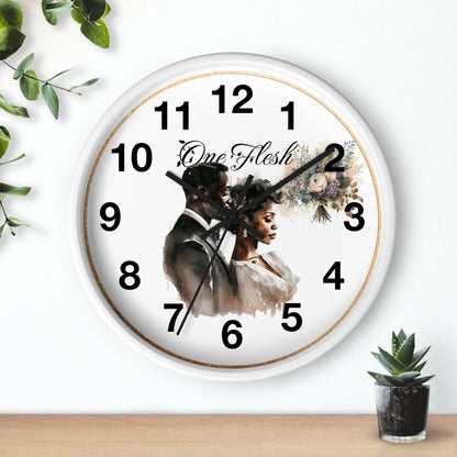 One Flesh Wall Clock, Christian, housewarming, afroamerican, new couple, wedding