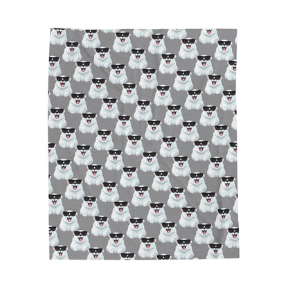Polar Bear Velveteen Plush Blanket - Gray