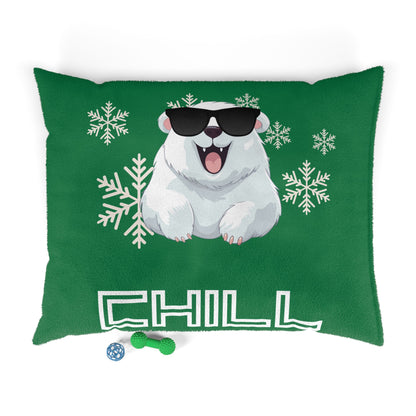 Chill with Polar Bear Pet Bed, Dark Green
